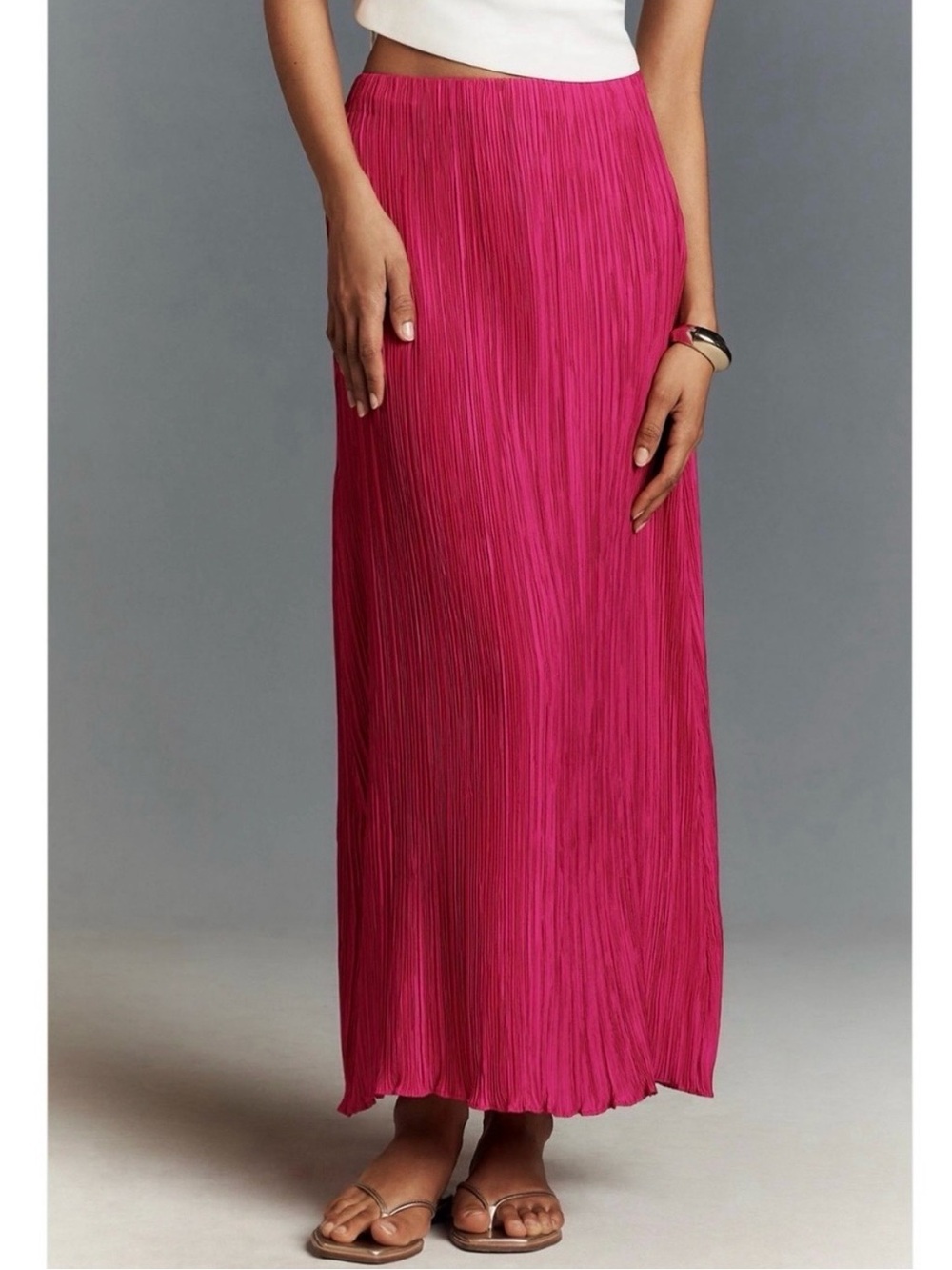 Anthropologie NWT Tilda Maxi Slip Skirt Plisse Edition